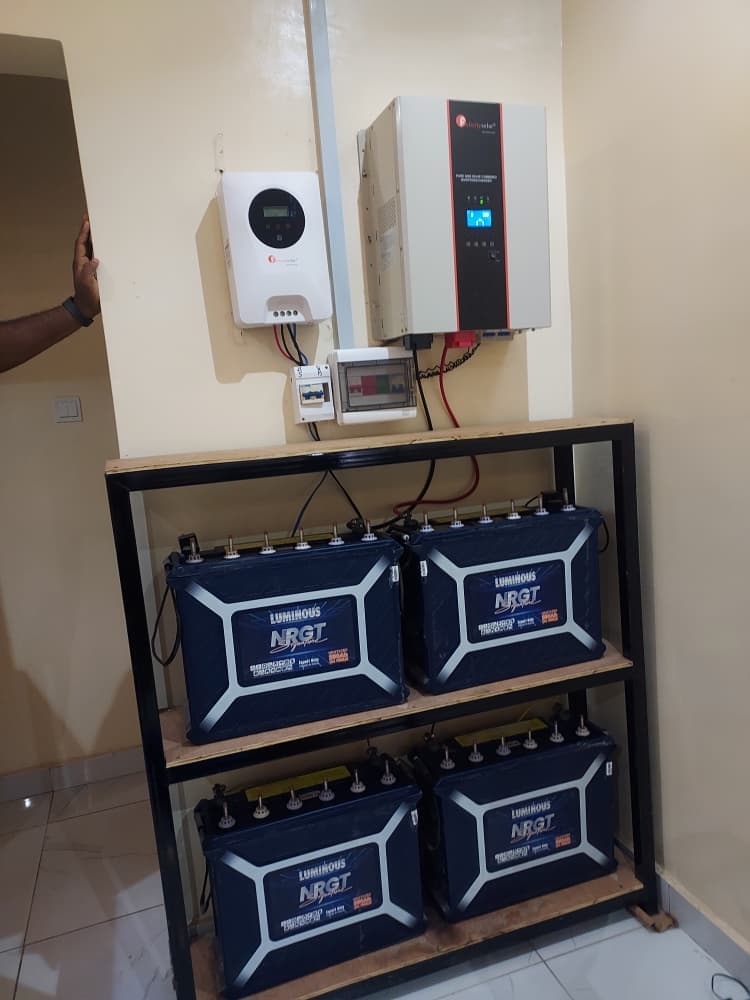 Solar system with 48 V battery bank and 6 kVA inverter